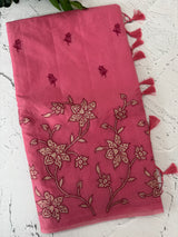 Mul chanderi tissue applique saree MSH150