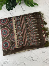 Semi Chanderi saree with hand kanta embroidery MS9899