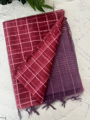 Semi Organza saree with checks - MSD634 (3)