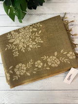 Tissue Linen Saree with applique work MRS890