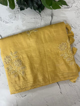 Soft Crush Organza Applique work saree with tissue applique work MS14978 ButterYellow