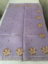 Kota checks saree with embroidery MS7645 Lavender