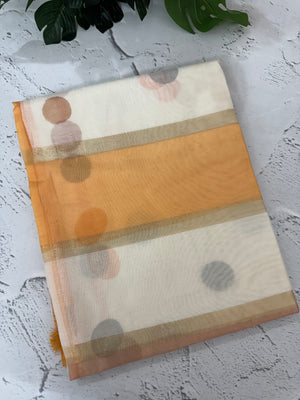 Semi chanderi saree with multi color polka dots- MSF334