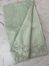 Striped Mul chanderi saree with applique borders MSH987 - Pale Green
