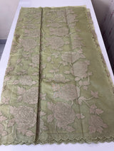 Premium Organza saree with tissue appliqué work - MMG310- DuskyGreen