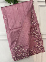 Embroidered Crepe blended tussar silk saree MS14479 DuksyPink