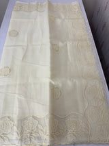Viscose Organza saree with applique work-MSH101 (2) Ivory