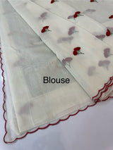 Mul chanderi embriodery saree with scalloped borders MSH115