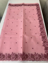 Cutwork Moonga checks saree MSH202 - Pink