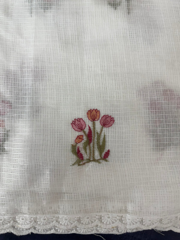 Soft kota checks saree with embroidery - SVWISS