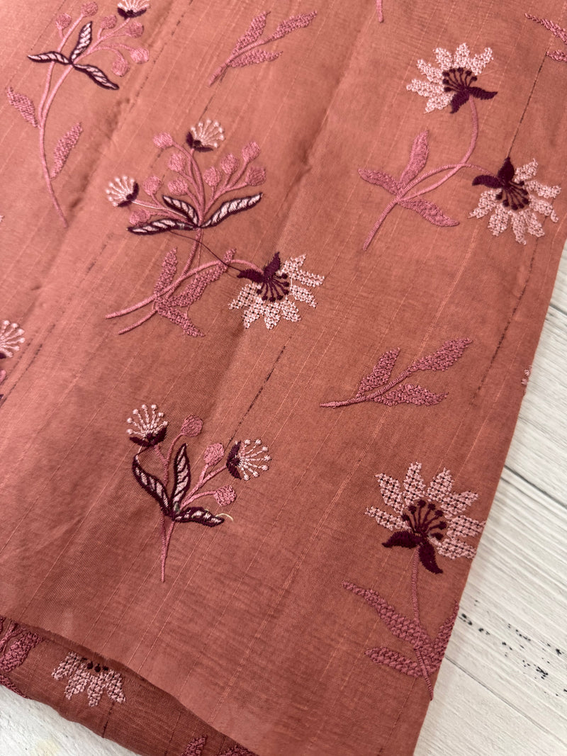 Crushed Blended tussar silk saree with embroidery- MSB7654 DuskyPeach