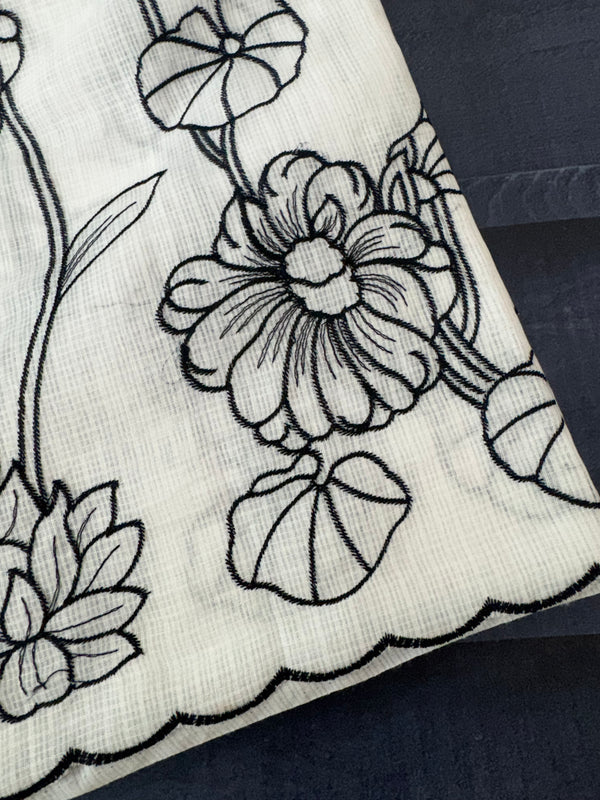 NetKota embriodery saree  MSH119 Black & White