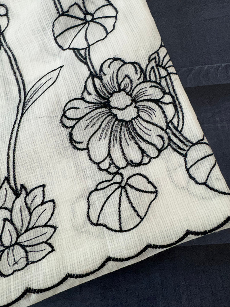 NetKota embriodery saree  MSH119 Black & White