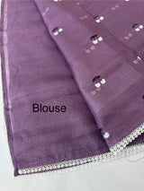 Soft kota checks saree with embroidery - MS9898 Purple