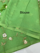 Kota Supernet embriodery saree SHSNYNM- Green