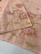 Supernet saree with embroidery and handpainting MSH104- PastelPeach