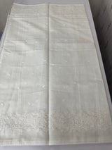Mul chanderi- linen applique work saree  MSH174 - White