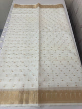Semi linen saree with zari buttas - MOS124