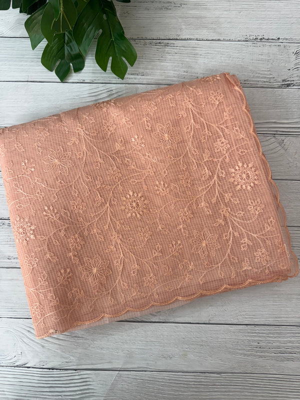 NetKota thread work saree MSH106 - Pastel Peach