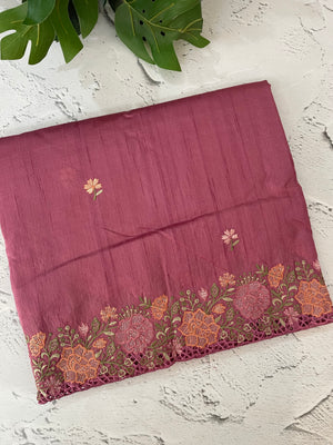 Blended tussar saree with cutwork border- MSHK695