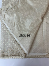 Cutwork blended tussar saree   - Cream MS5222