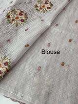 Soft kota silk saree with embroidery MSS678- Pastel DuskyLavender