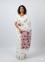 NetKota Applique work saree  MSH141- White & Red