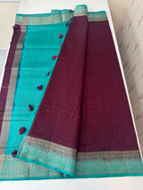 Blended tussar silk sarees with contrast pallu & blouse MTL430