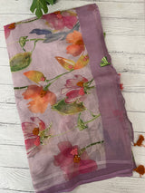 Handworked Tissue linen saree MS88651