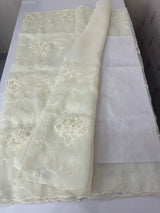 Glass organza saree with applique work- MSHW229- Off White