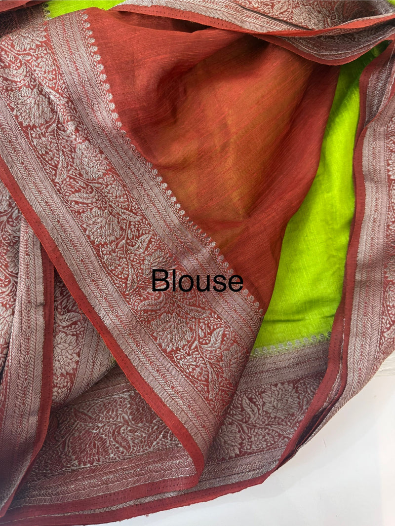 Jute linen sarees with contrast pallu & blouse MJL456