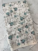 White Supernet saree with embroidery MSH153