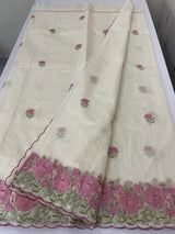 Mul chanderi embriodery saree with scalloped borders MSH176