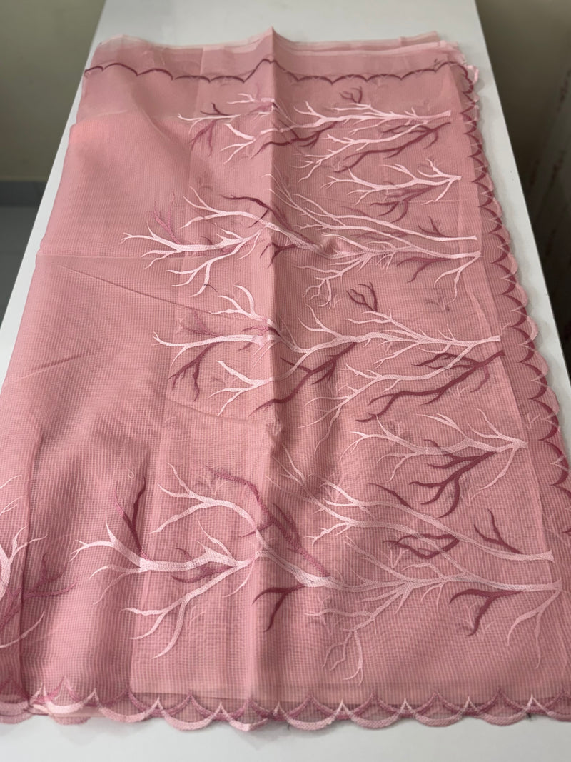 Kota silk embroidery saree  MSH125- Pink