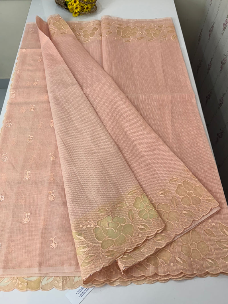 Soft kota silk saree with applique work MS85432