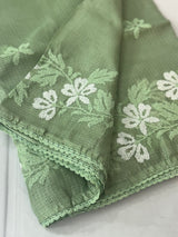 Soft kota checks saree with embroidery MSKC352 DuskyGreen