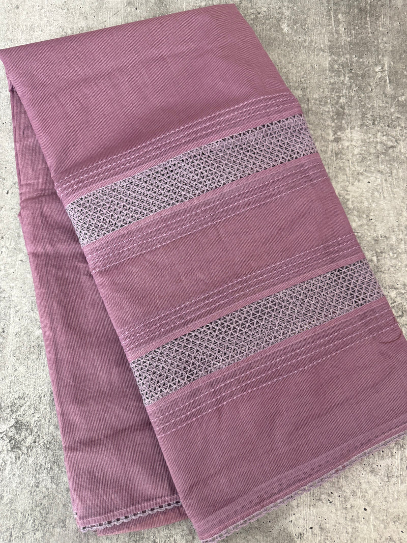 Supernet saree with crochet work and lace border MCJ5433 DuskyOnion