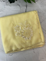 Crush Organza saree with applique work MBS676 LemonYellow