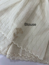 Lines Mul chanderi saree with applique work MSH147 - Offwhite