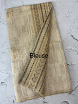 Semi chanderi tussar saree with brocade pallu and blouse MKT891 (2) Black