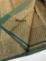 Semi silk saree with checks zari weaving MS81543- Green