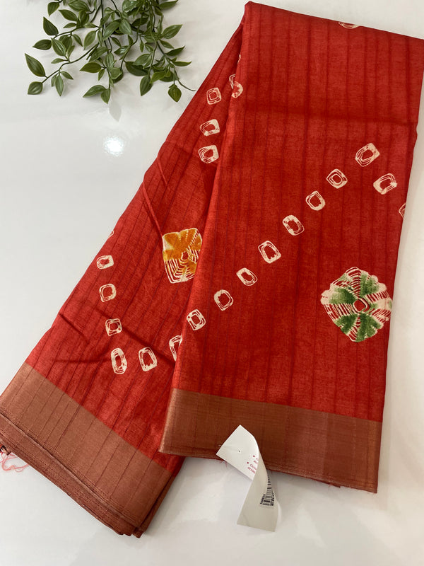 Blended Tusser silk saree with bandhani prints SAHERC