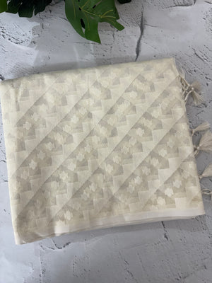 Fancy Net saree with thread work MSH271- Ivory 4