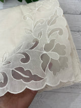 Mul chanderi saree with applique borders MSH111 -Offwhite