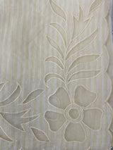 Striped Mul chanderi saree with net applique borders MSH987 - Pale Yellow