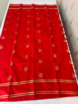 Semi Kanchi pattu saree with retta pattu borders MBS7899 RED