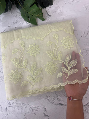 Khadi supernet saree with net applique borders MSH208 PastelGreen