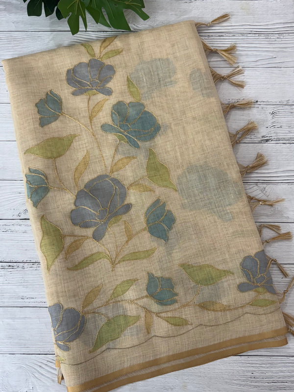 Tissue linen saree MS88651