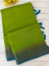 Jute silk sarees with contrast pallu & blouse MJL396