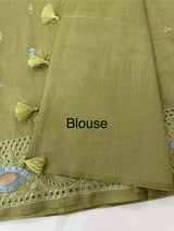Cutwork Blended tussar saree MSH228 DustyGreen